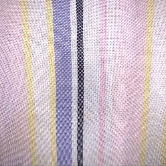 White Pastel Striped Button Front Shirt Long Sleeve Linen Blend Top Wrinkle Free - Picture 4 of 8